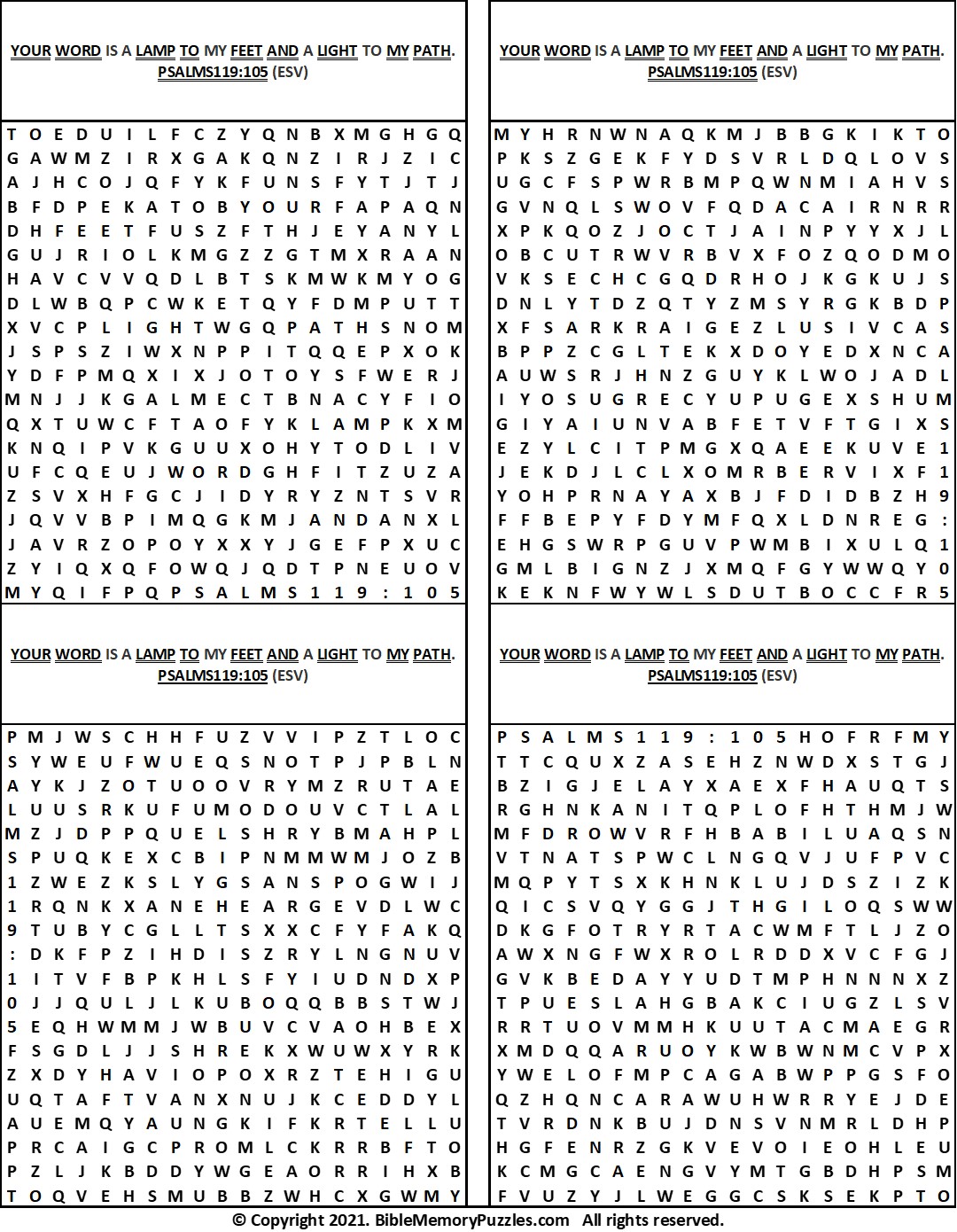 ESV-WS-19-Psal-119-105-0 – Bible Memory Puzzles