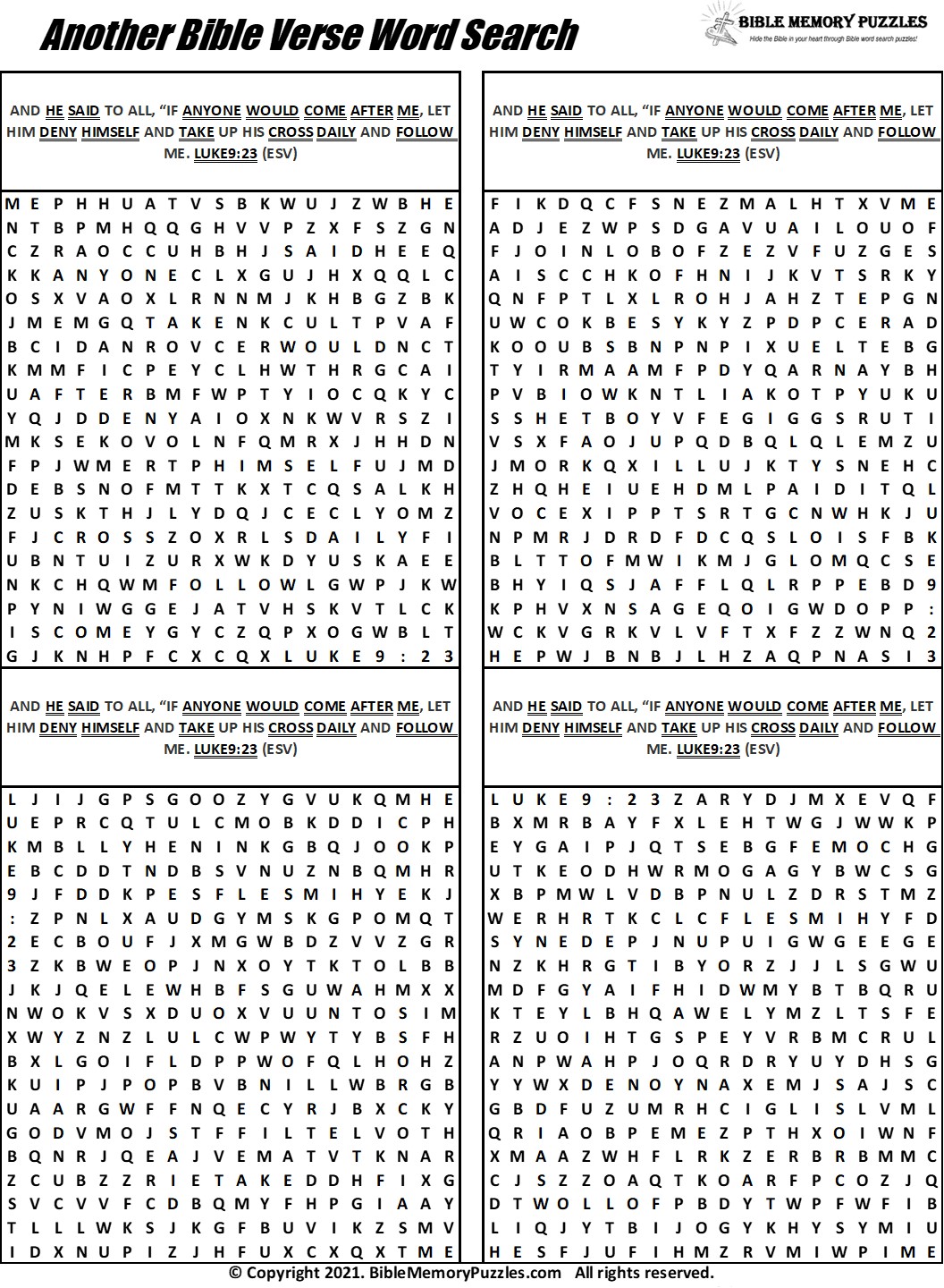 ESV WS 42 Luke 009 023 0 Bible Memory Puzzles esv-ws-42-luke-009-023-0-bible-memory-puzzles